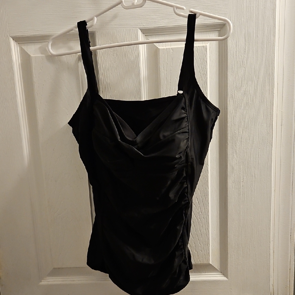 Merona Black Ruched Women's XL Tankini Top